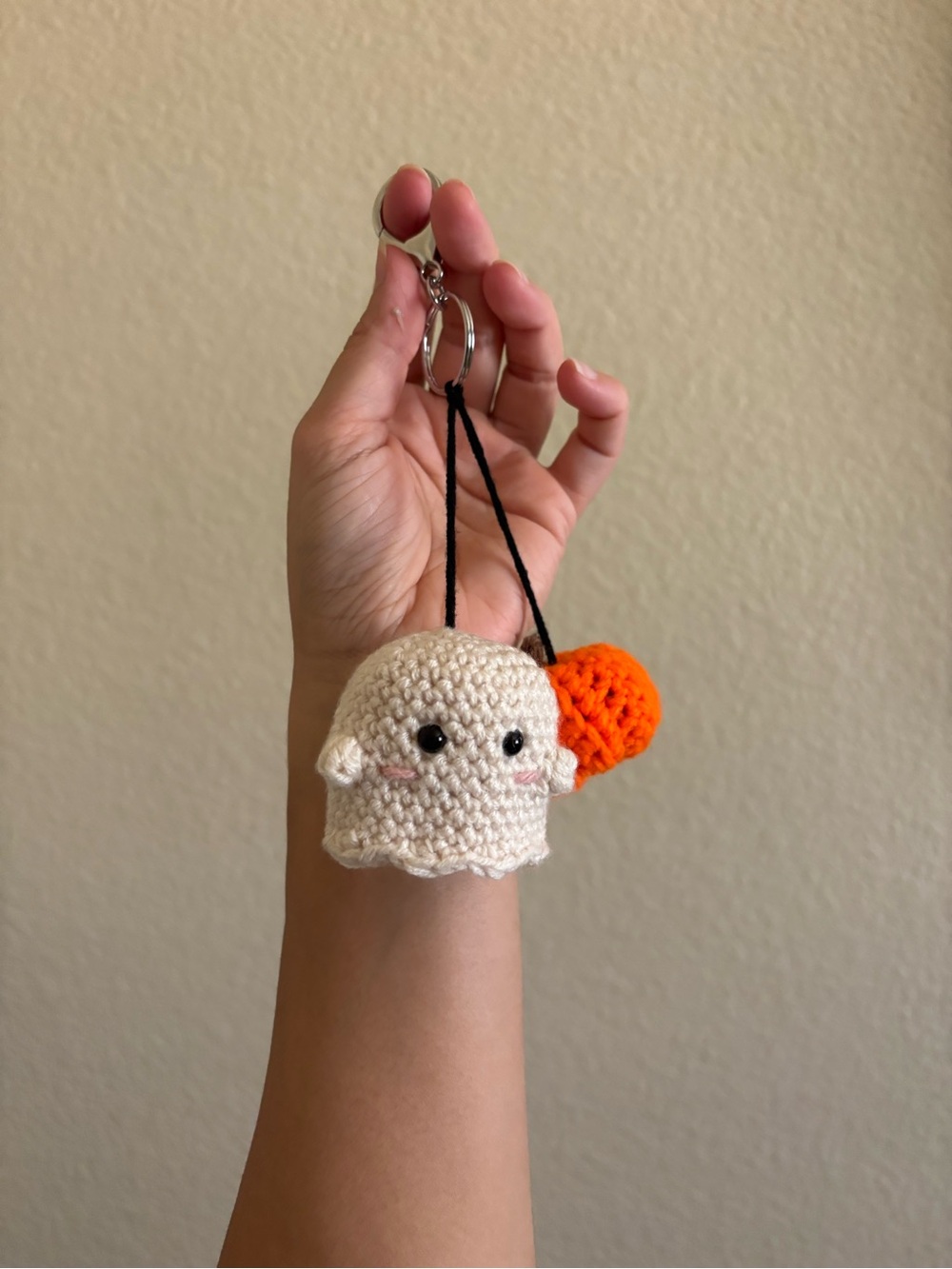 Handmade Ghost and pumpkin keychain